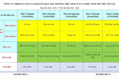 Thực đơn tuần 30