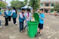 Liên đội trường TH Mỹ Tân tổng vệ sinh trường học trước khi nghỉ lễ 10/3